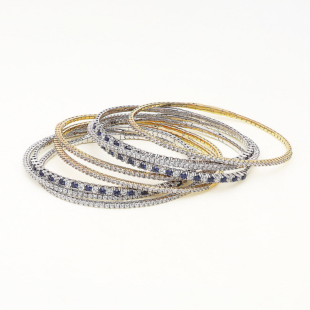 Flatlay view of Flexible CZ Bangle in Gold Flashed Sterling Silver, 10 of 12