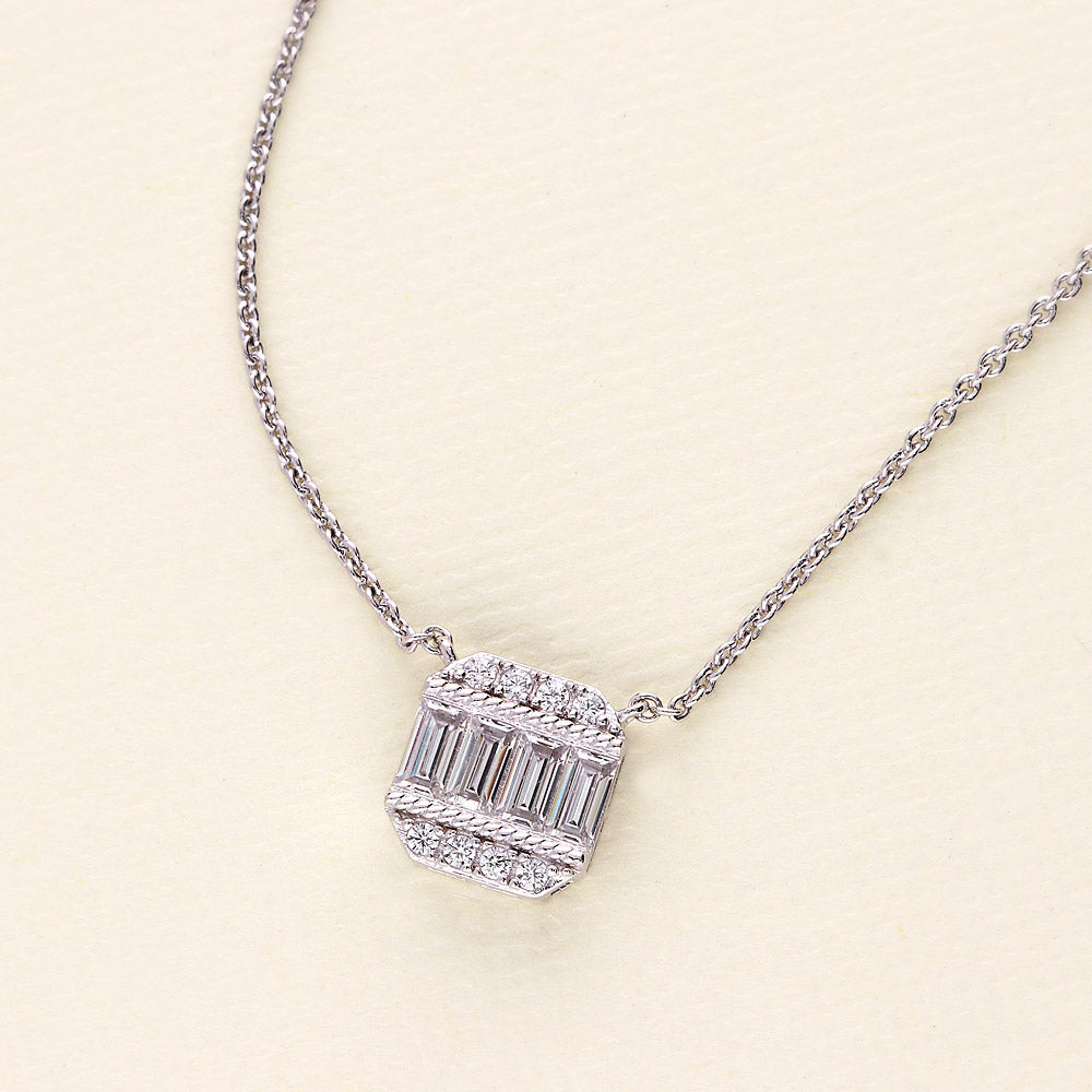 Flatlay view of Art Deco CZ Pendant Necklace in Sterling Silver, 2 of 5