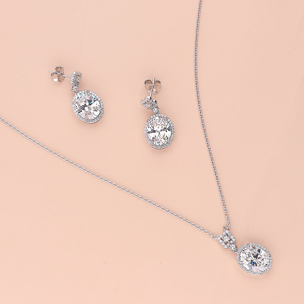 Flatlay view of Halo Clover Oval CZ Set in Sterling Silver, 13 of 19