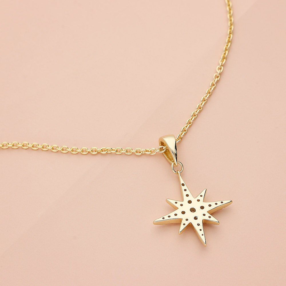 Flatlay view of North Star CZ Necklace in Sterling Silver, 6 of 10