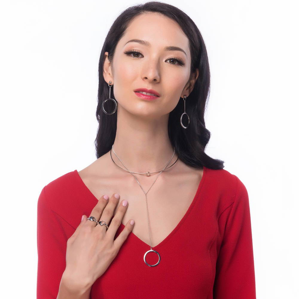 Model wearing Open Circle Layered Choker, 9 of 10