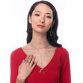 Model wearing Open Circle Layered Choker, Rose Gold-Tone