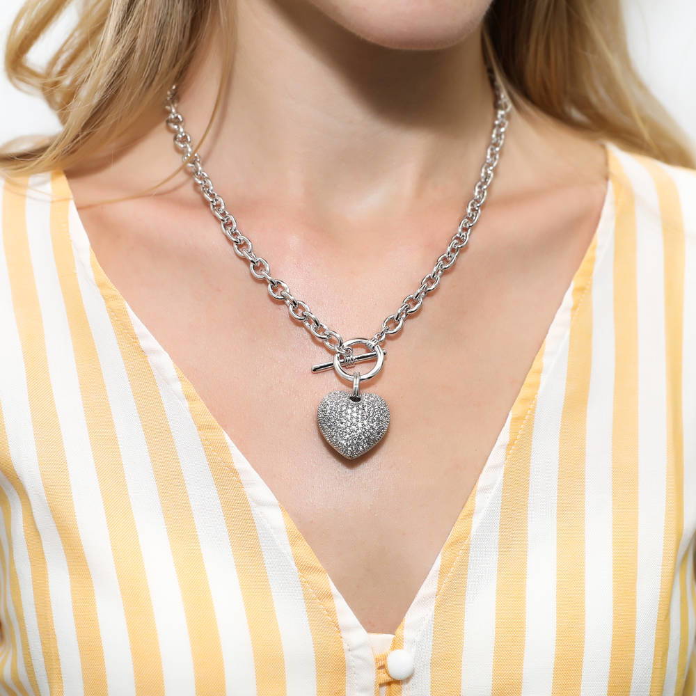 Model wearing Heart Toggle Necklace, 14 of 16