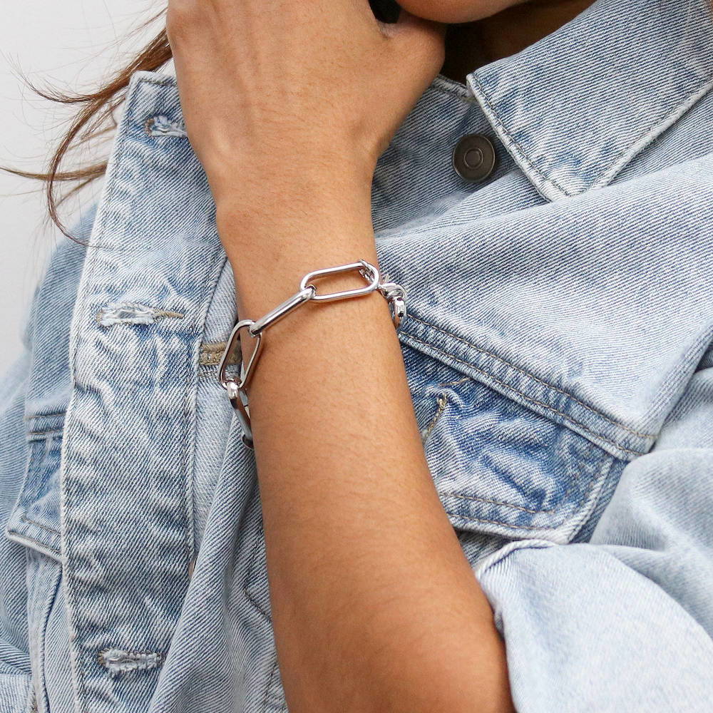 Model wearing Paperclip Link Bracelet, 2 of 12