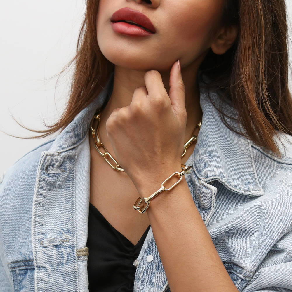 Model wearing Paperclip Link Bracelet, 12 of 12