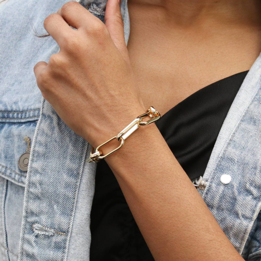 Model wearing Paperclip Link Bracelet, 5 of 12