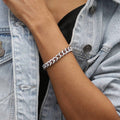 Model wearing Curb Chain Bracelet and Necklace, 2 Piece, Silver-Tone