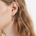 Model wearing Solitaire CZ Leverback Earrings in Sterling Silver, 6mm