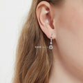 Model wearing Solitaire CZ Leverback Earrings in Sterling Silver, 6mm