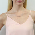 Model wearing Bar CZ Pendant Necklace in Sterling Silver, Yellow Gold Flashed