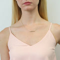 Model wearing Bar CZ Pendant Necklace in Sterling Silver, Yellow Gold Flashed