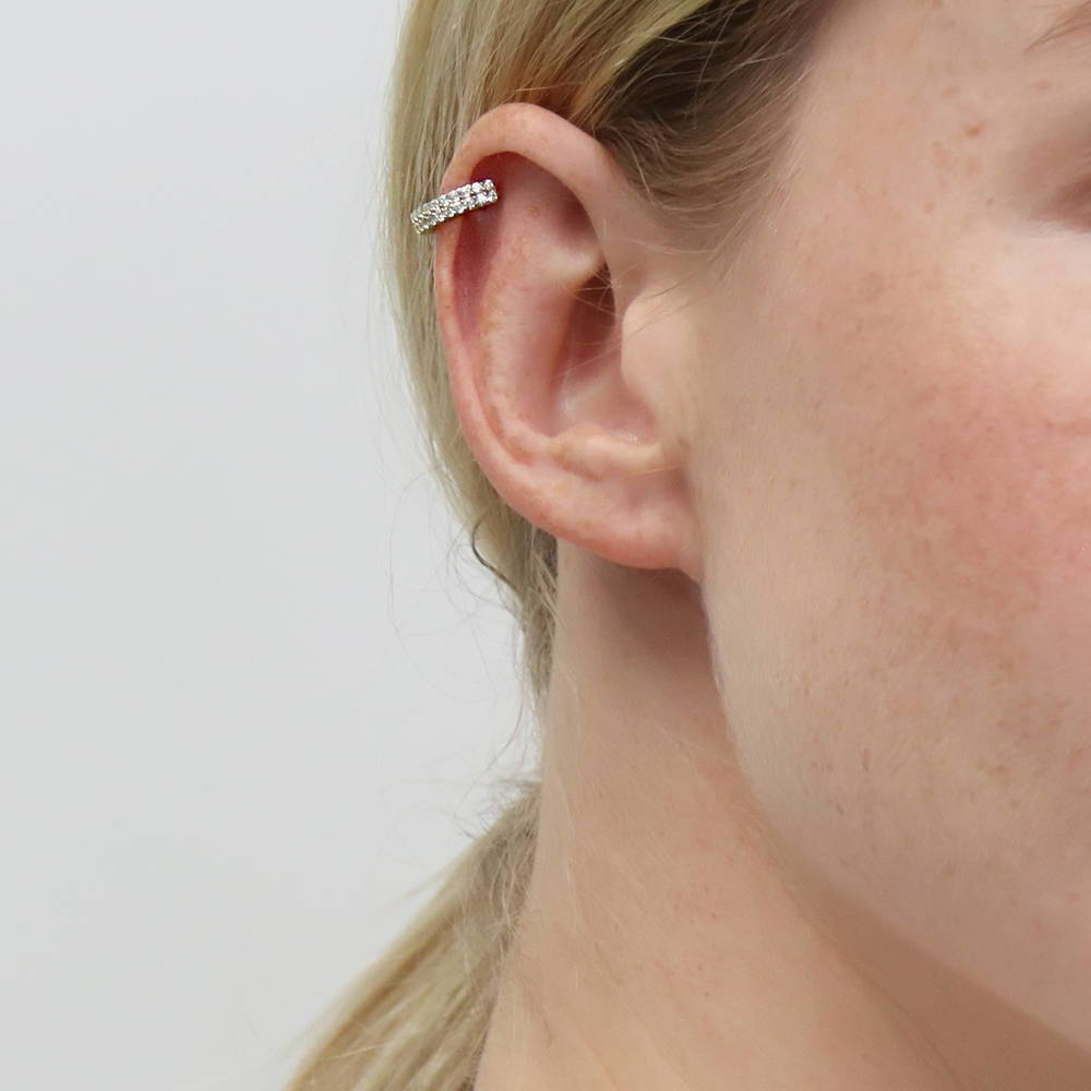 Model wearing Ear Cuffs in Sterling Silver, 2 Pairs, 14 of 17