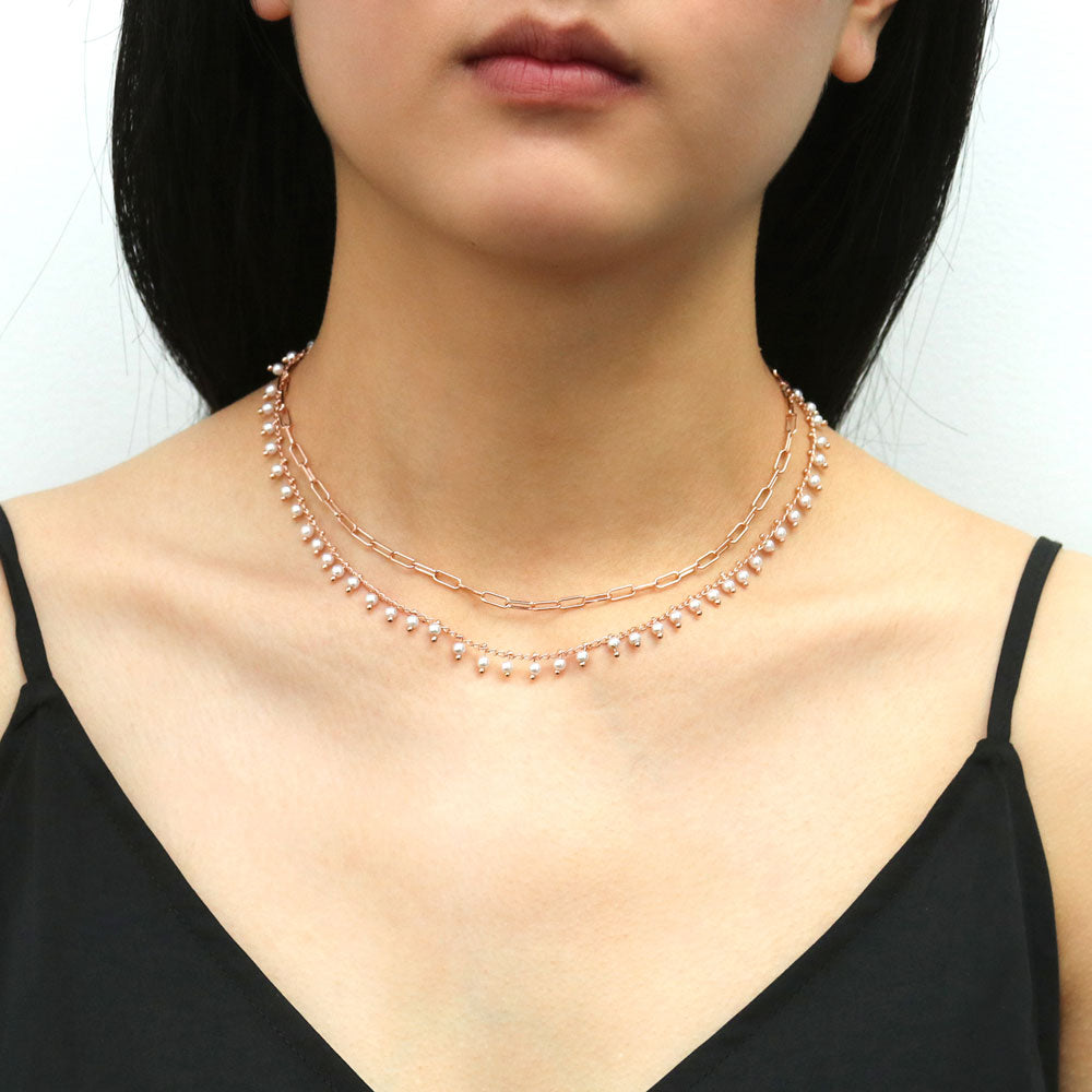 Model wearing Paperclip Link Chain Necklace 3mm, 15 of 20