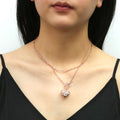 Model wearing Paperclip Link Chain Necklace, 2 Piece, Rose Gold Flashed