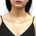 Model wearing Paperclip Link Chain Necklace, 2 Piece, Rose Gold Flashed