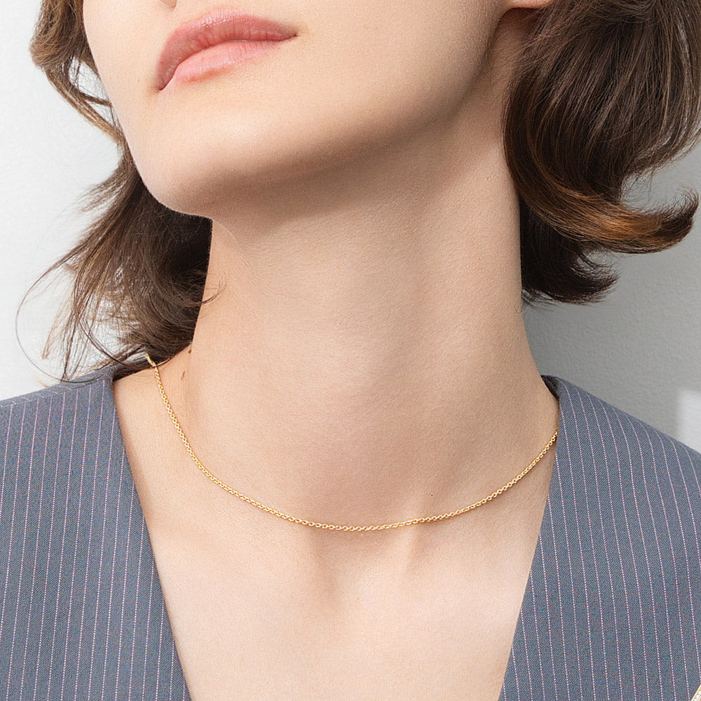 Model wearing Adjustable Slider Rolo Chain Necklace in Sterling Silver, 2 of 8