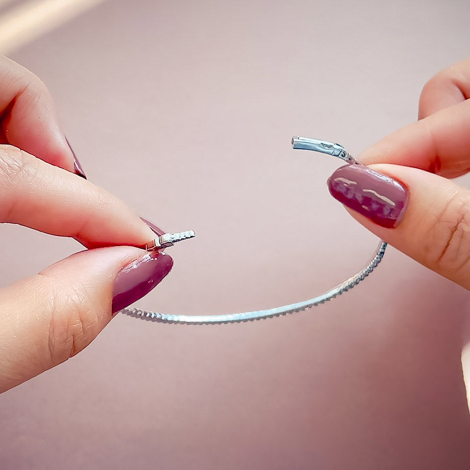 Model wearing Flexible CZ Bangle in Sterling Silver, 2 Piece, 14 of 20