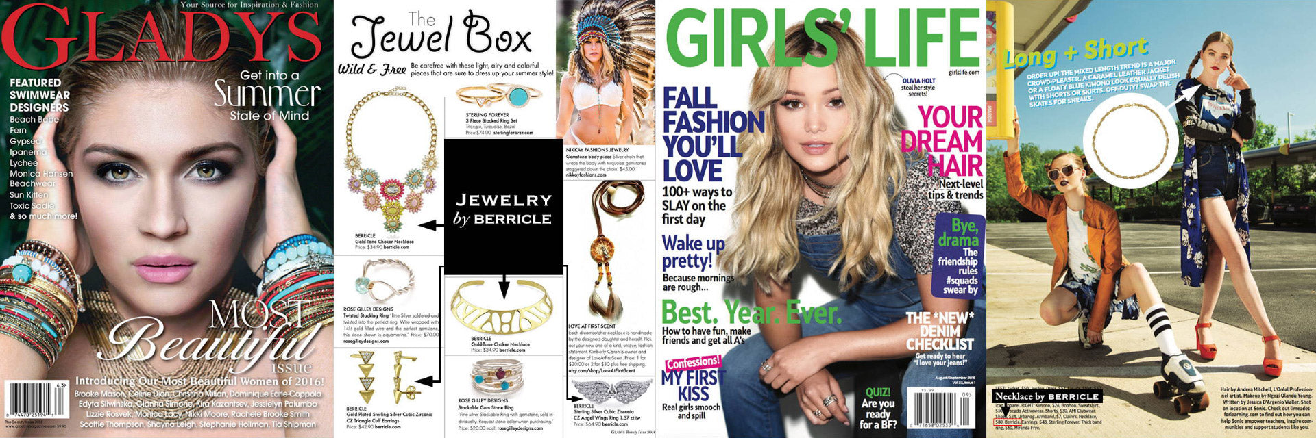 Berricle necklaces featured on Gladys and Girls' Life Magazine