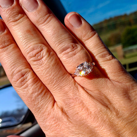 Model Wearing 3-Stone Ring