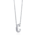 Front view of Initial Letter CZ Necklace in Sterling Silver, C