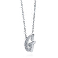 Front view of Initial Letter CZ Necklace in Sterling Silver, G