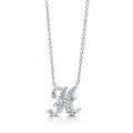 Angle view of Initial Letter CZ Necklace in Sterling Silver, H