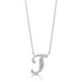 Front view of Initial Letter CZ Necklace in Sterling Silver, J