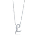 Front view of Initial Letter CZ Necklace in Sterling Silver, L