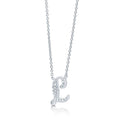 Angle view of Initial Letter CZ Necklace in Sterling Silver, L