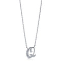 Front view of Initial Letter CZ Necklace in Sterling Silver, Q