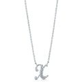 Front view of Initial Letter CZ Necklace in Sterling Silver, X