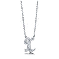 Angle view of Initial Letter CZ Necklace in Sterling Silver, X