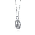 Front view of Peace Sign CZ Necklace in Sterling Silver