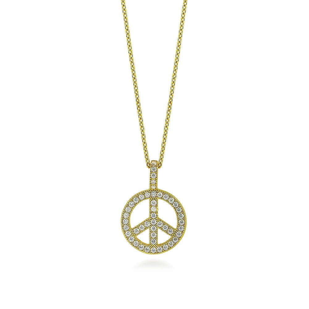 Peace Sign CZ Necklace in Sterling Silver, 2 of 8