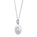 Front view of Initial Letter CZ Necklace in Sterling Silver, Q