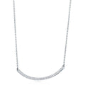 Front view of Bar CZ Pendant Necklace in Sterling Silver, Rhodium Plated