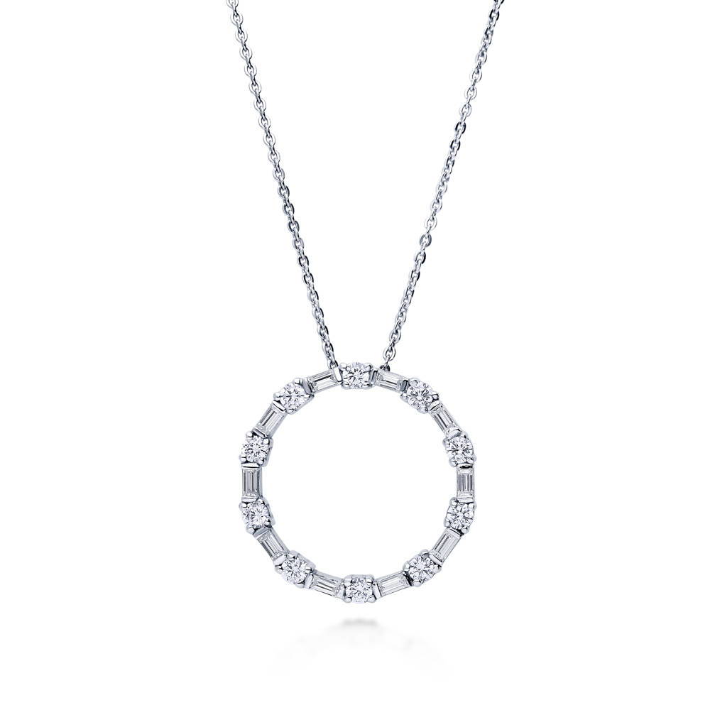 Open Circle CZ Necklace in Sterling Silver, 3 of 14