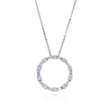 Open Circle CZ Necklace in Sterling Silver, Rhodium Plated