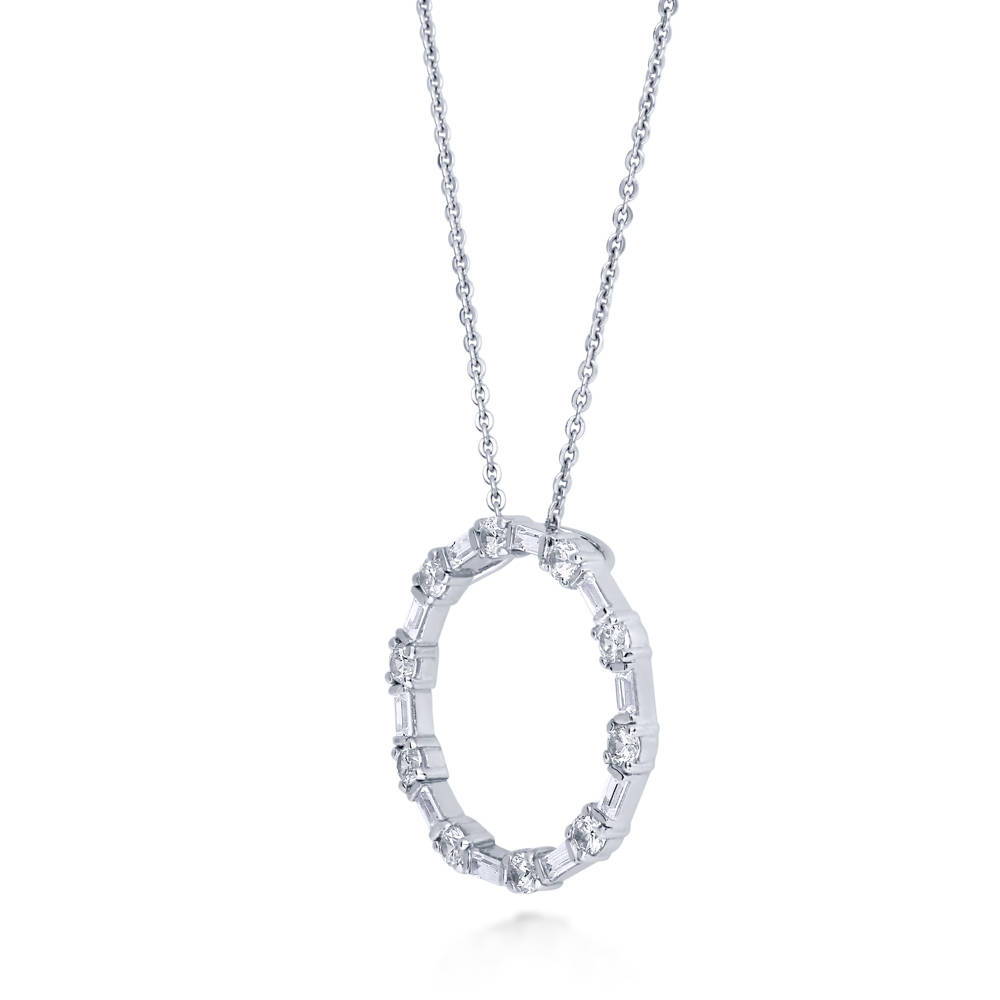 Front view of Open Circle CZ Necklace in Sterling Silver, 5 of 14