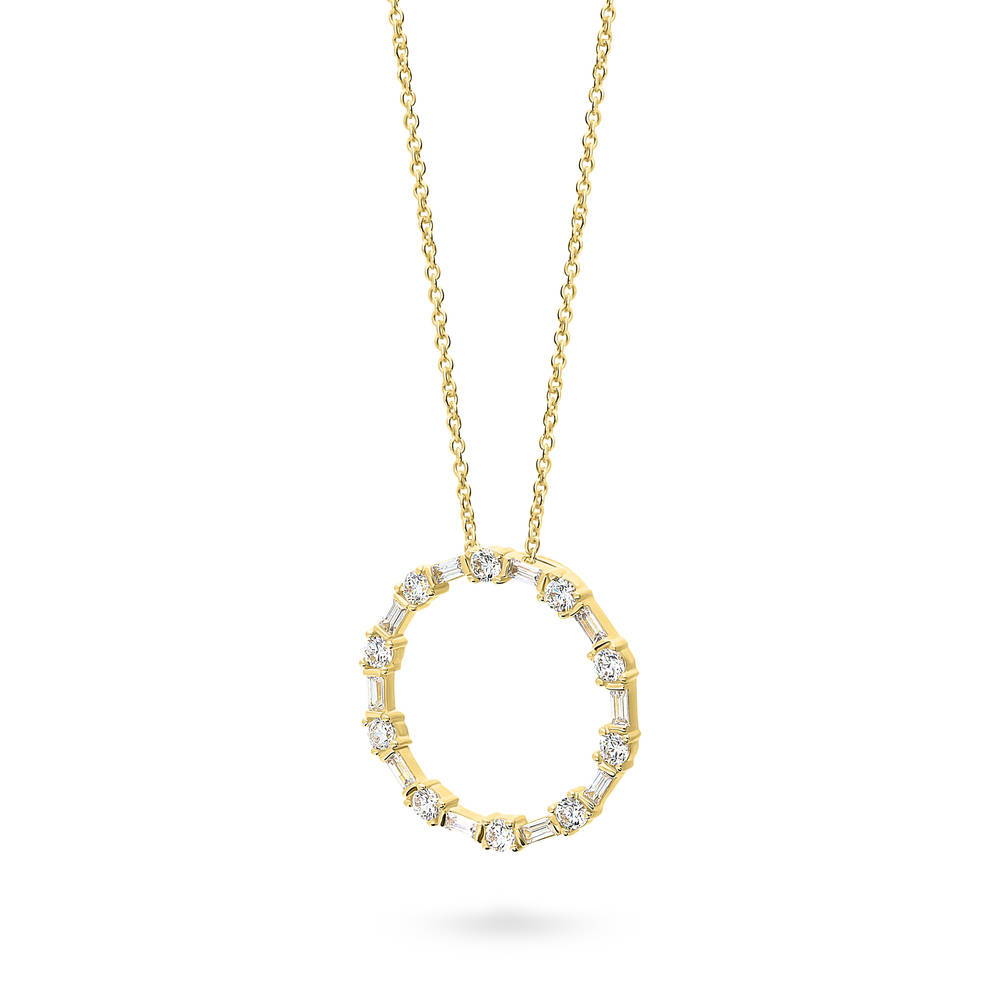 Front view of Open Circle CZ Necklace in Sterling Silver, 4 of 14