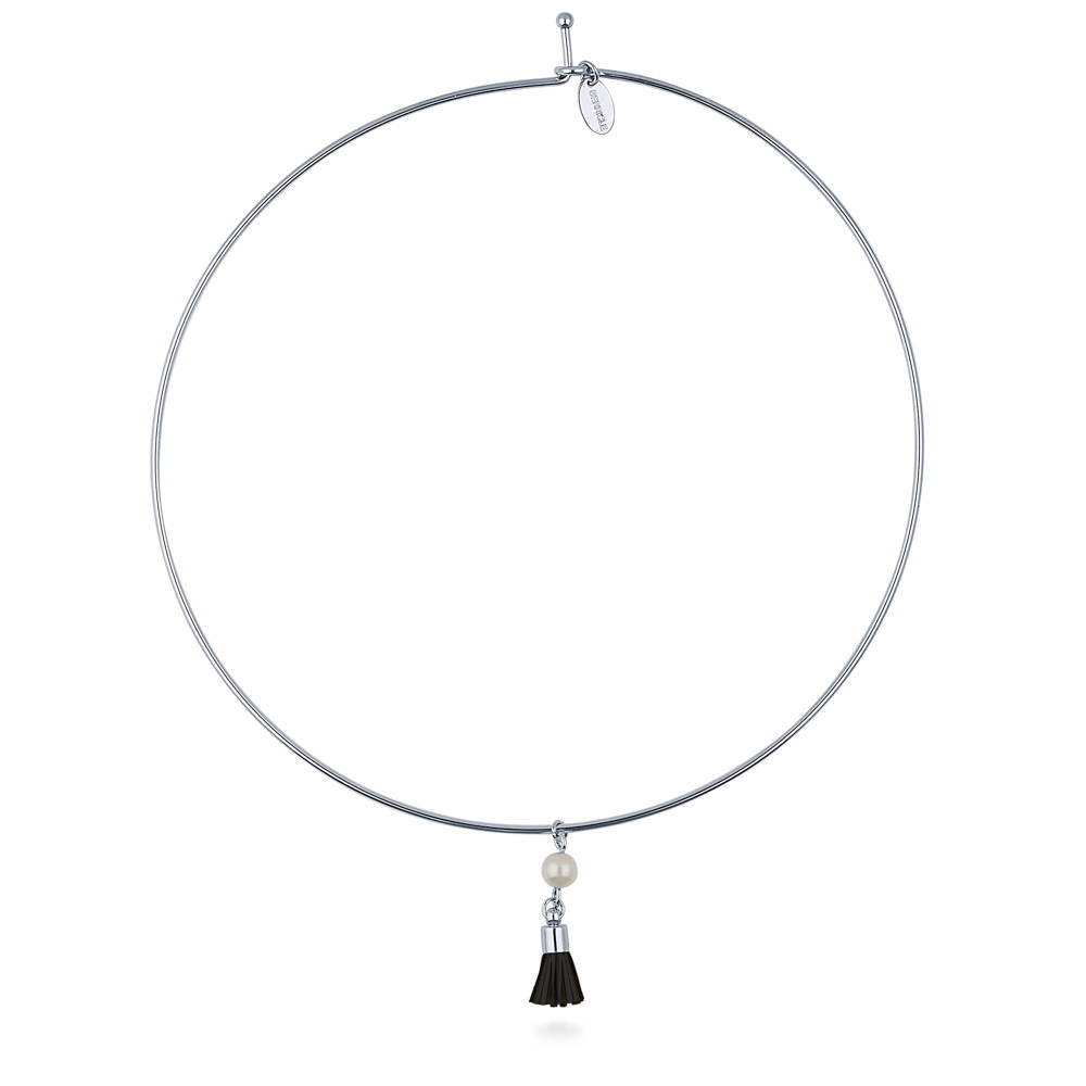 Front view of Tassel Imitation Pearl Choker, 8 of 12