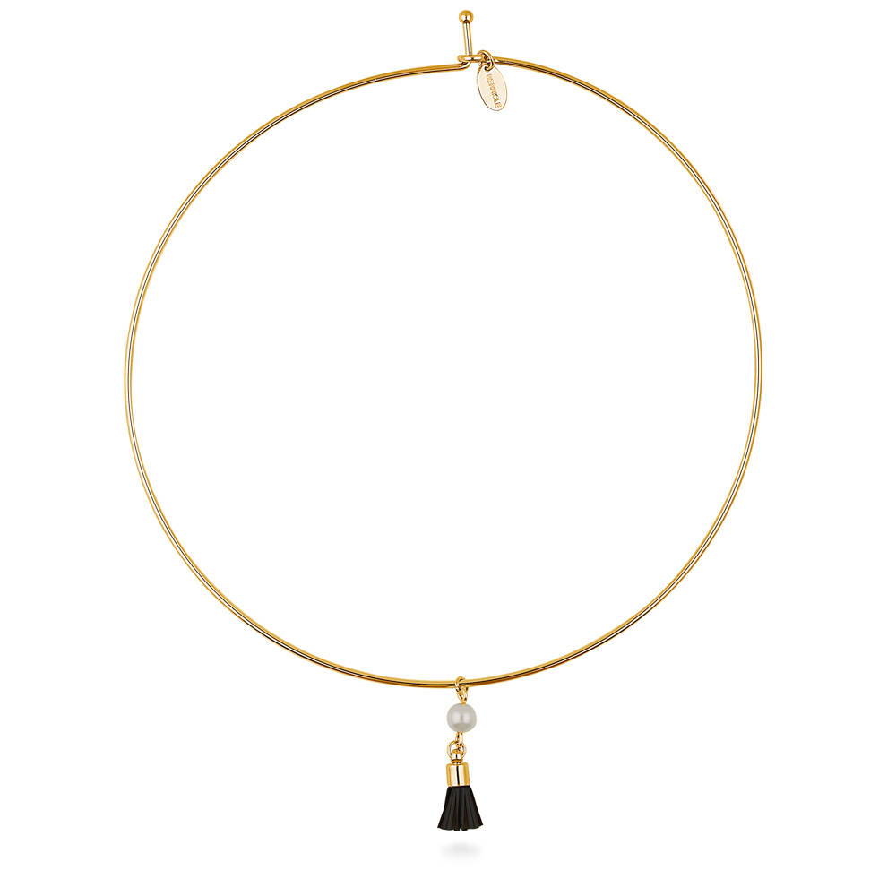 Front view of Tassel Imitation Pearl Choker, 7 of 12