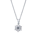 Flower CZ Pendant Necklace in Sterling Silver, Clear