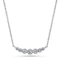 Graduated Bubble CZ Necklace in Sterling Silver, Rhodium Plated