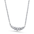 Front view of Graduated Bubble CZ Necklace in Sterling Silver, Rhodium Plated