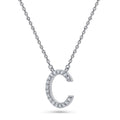 Front view of Initial Letter CZ Necklace in Sterling Silver, C