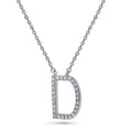 Front view of Initial Letter CZ Necklace in Sterling Silver, D