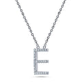 Front view of Initial Letter CZ Necklace in Sterling Silver, E