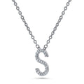 Front view of Initial Letter CZ Necklace in Sterling Silver, S