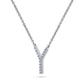 Front view of Initial Letter CZ Necklace in Sterling Silver, Y